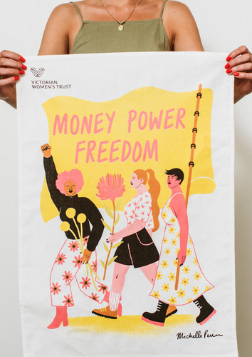 Money Power Freedom Tea Towel by Michelle Pereira